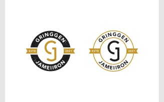 Letter GJ JG Initials Emblem Badge Logo