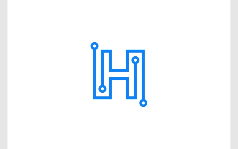 Letter H Circuit Technology Logo Logo Template