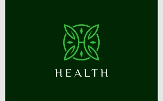 Letter H Health Leaf Logo