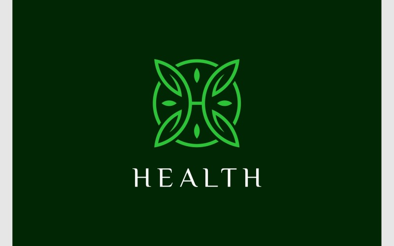 Letter H Health Leaf Logo Logo Template