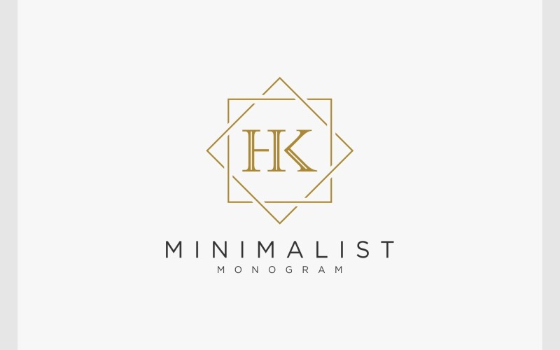 Letter H K Initials Gold Luxury Logo Logo Template