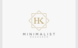 Letter H K Initials Gold Luxury Logo