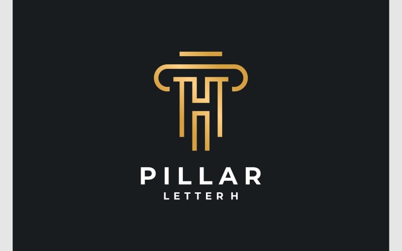 Letter H Pillar Gold Luxury Logo Logo Template