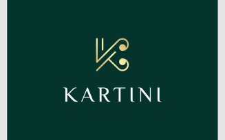 Letter K Initial Gold Luxury Logo