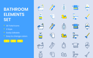 Bathroom Concept Icons Set