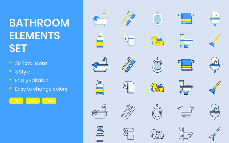 Bathroom Concept Icons Set Icon Set