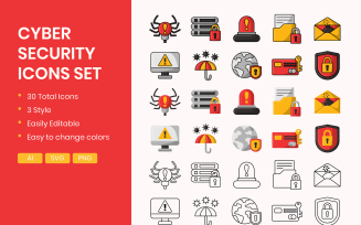 Cyber Security Concept Icons Set
