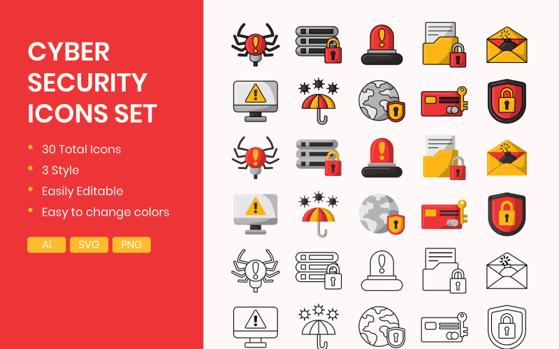 Cyber Security Concept Icons Set Icon Set