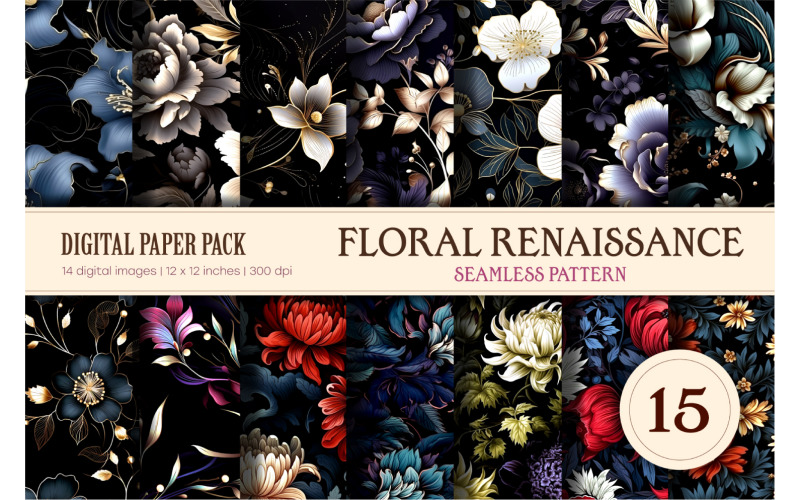 Floral Seamless Patterns 15. Renaissance.
