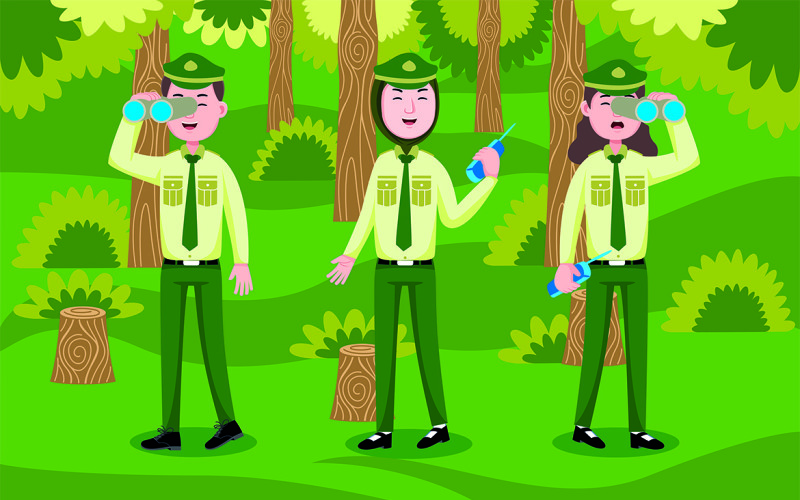 Forest Ranger Vector Illustration Vector Graphic