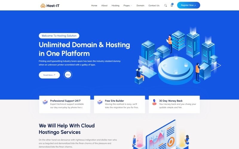 Host IT – Hosting Provider & WHMCS HTML5 Template Website Template