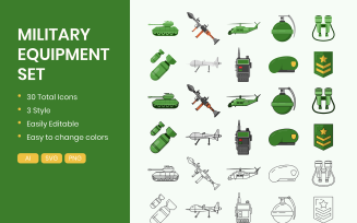 Military Equipment Icons Set