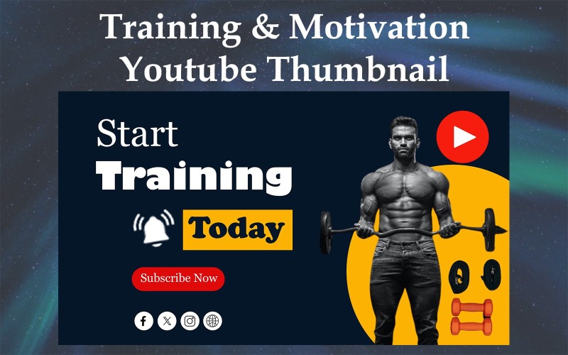 Motivational Video & Training - YouTube Thumbnail Design -007 Social Media