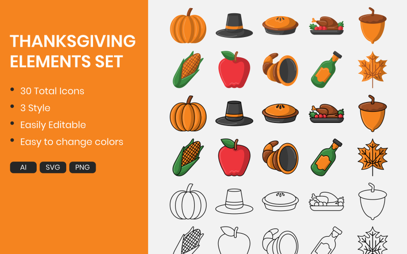 Thanksgiving Concept Icons Set Icon Set