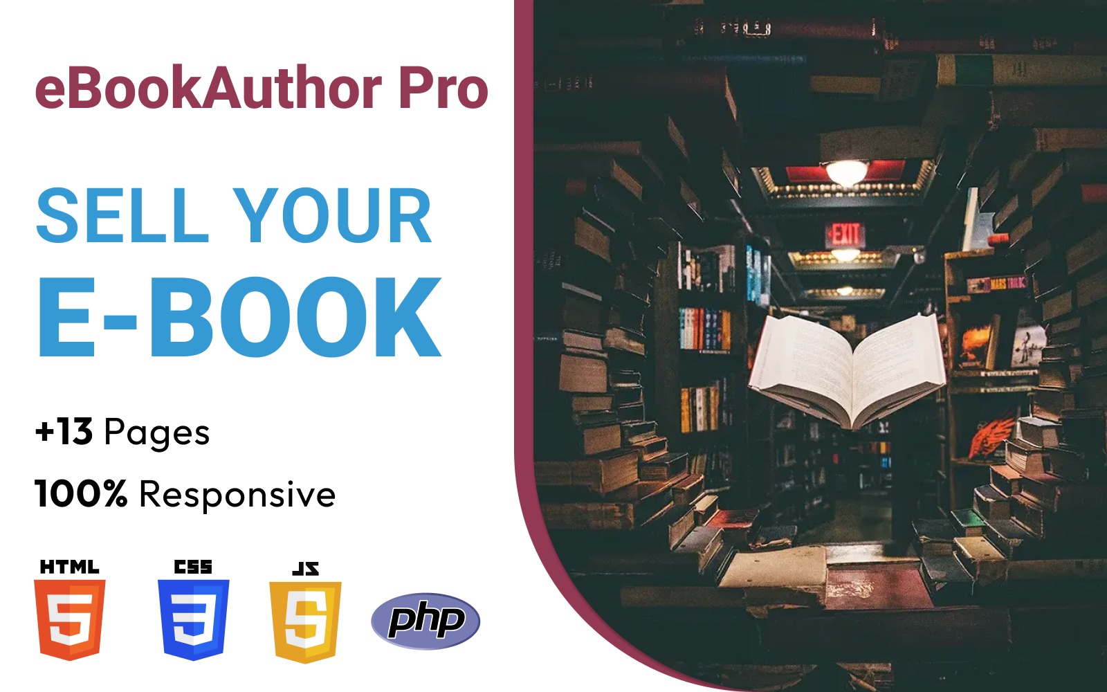 eBook Author Pro: Sell Your eBooks with the Author and Writer HTML5 Website Template