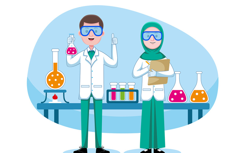 Chemist working in Lab Vector Illustration Vector Graphic