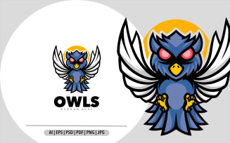 Cute owl mascot design logo illustration