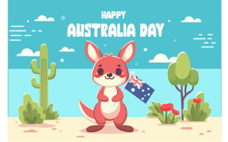 Happy Australia Day with Kangaroo Character Illustration