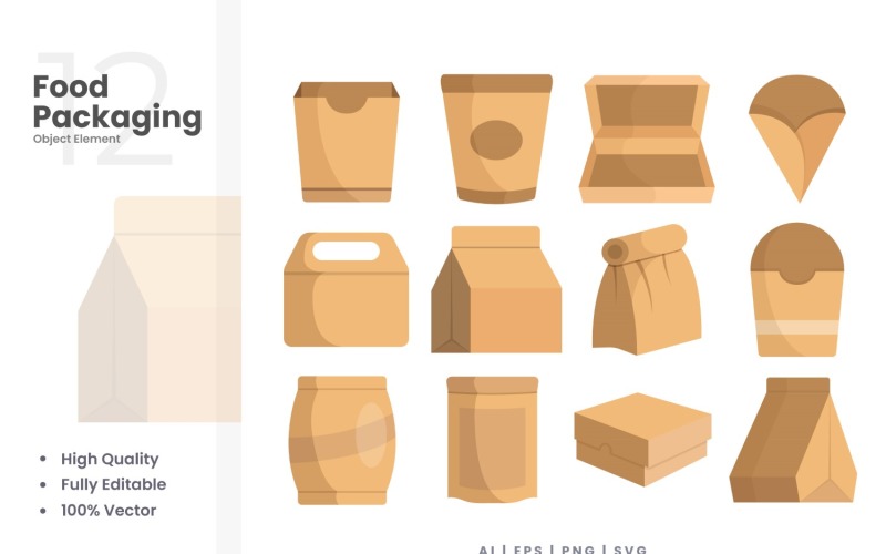 12 Food Packaging Vector Element Set Illustration