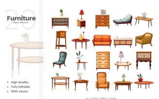 20 Furniture Vector Element Set