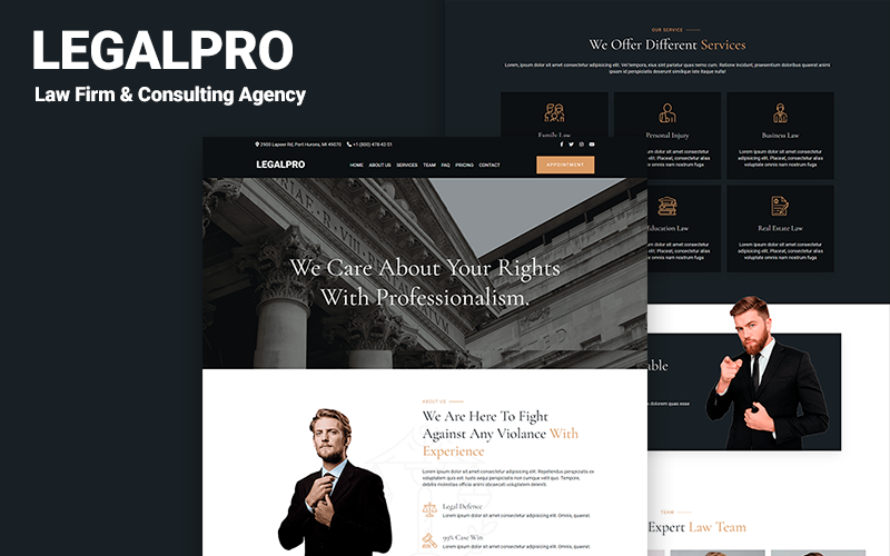 Legalpro - Law Firm & Consulting Agency Landing Page HTML5 Template Landing Page Template