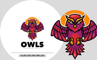 Owl mascot cartoon design logo illustration