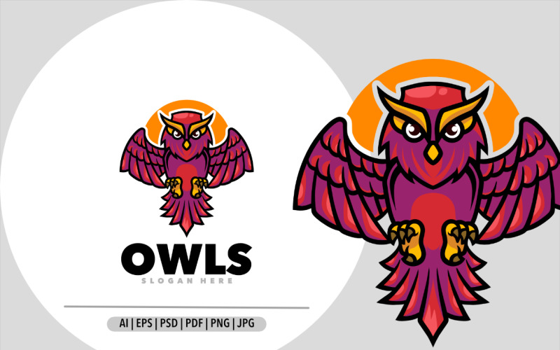 Owl mascot cartoon design logo illustration Logo Template