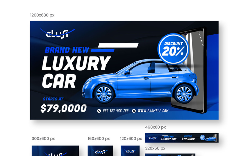 Brand New Luxury Car Web Banner Set Social Media