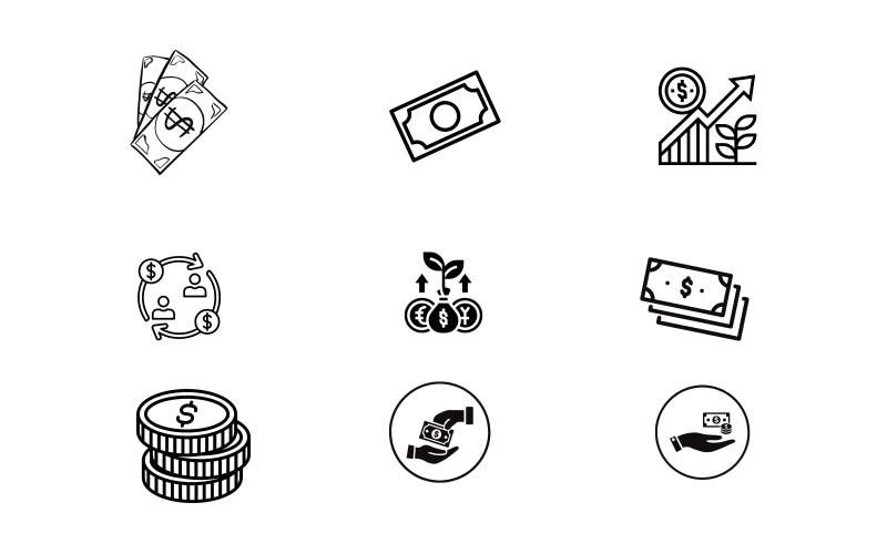 Finance money line icons or Set of Money Related Vector Icon Set