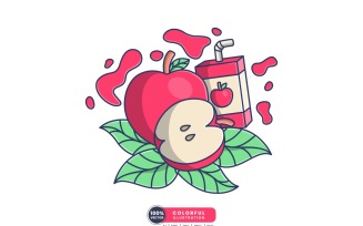 Red Apple and Juice Illustration
