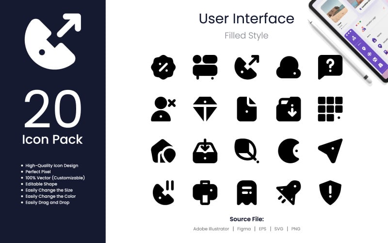 User Interface Icon Pack Filled Style 2 Icon Set