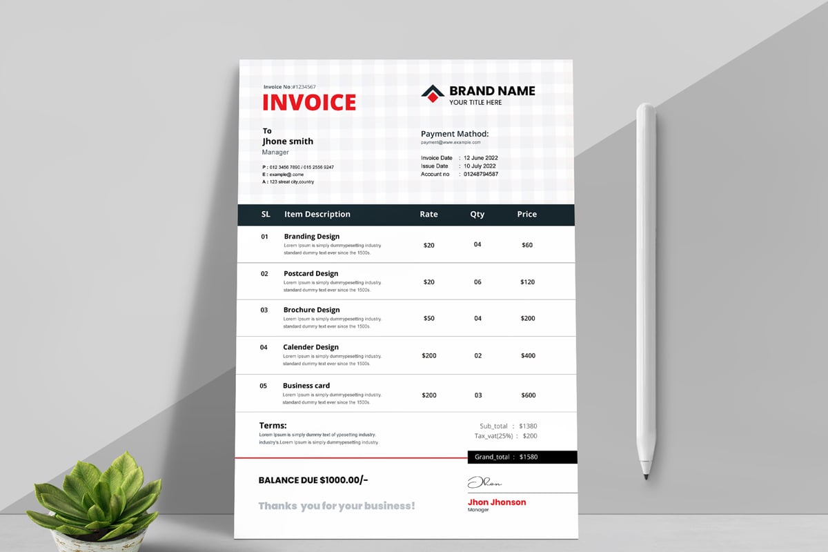 Template #378782 Black Invoice Webdesign Template - Logo template Preview