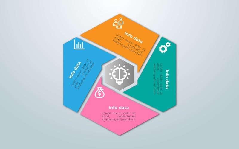 Four step polygon style vector infographic element template design. Infographic Element