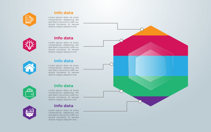 Glossy polygon infographic element template design. Infographic Element