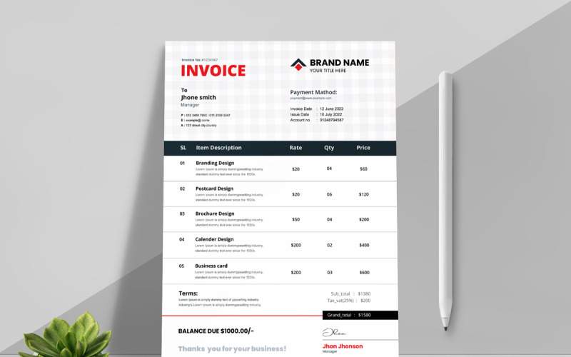 Minimal Invoice Templates Layout Corporate Identity