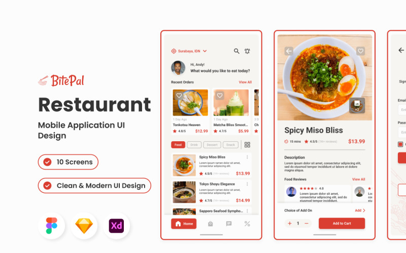 BitePal - Restaurant Mobile App UI Element