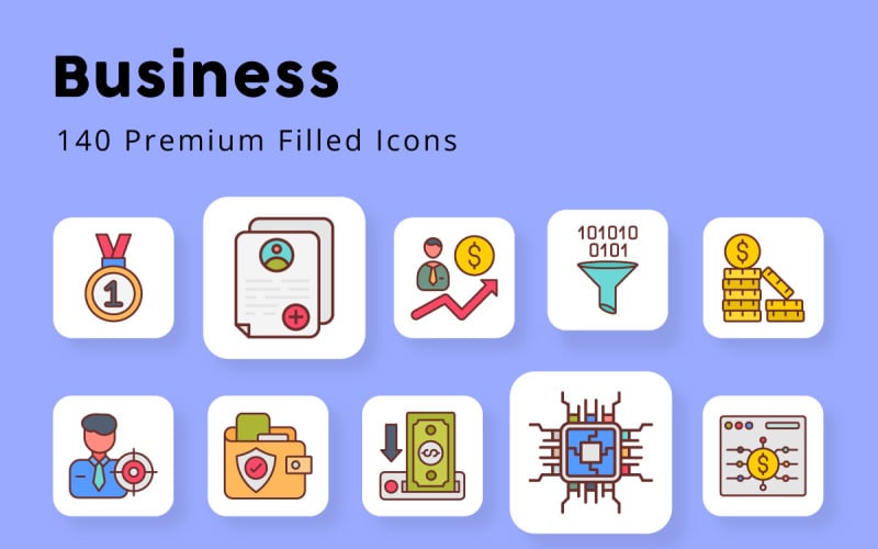Business 140 Premium Filled icons Icon Set