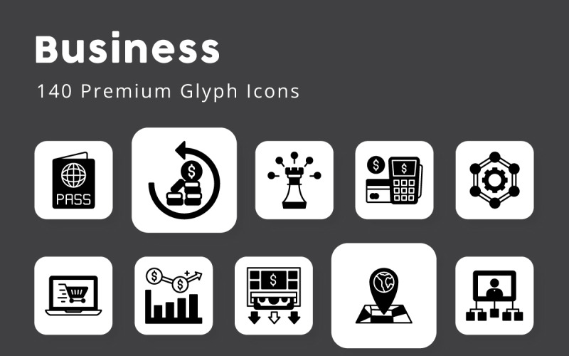 Business 140 Premium Glyph icons Icon Set