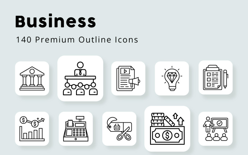 Business 140 Premium Outline icons Icon Set