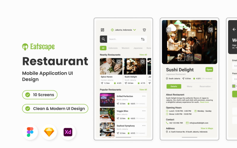 Eatscape - Restaurant Mobile App UI Element