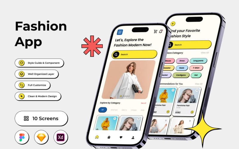 FashLuxe - Fashion Mobile App UI Element