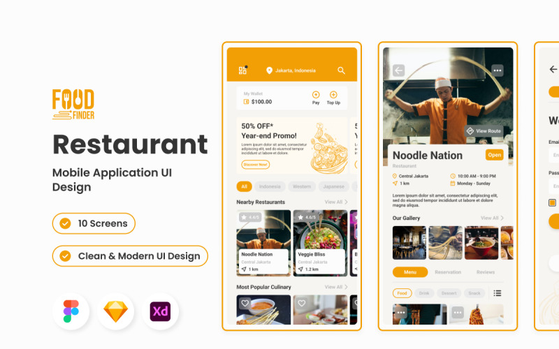 Food Finder - Restaurant Mobile App UI Element