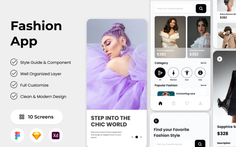 Fusion - Fashion Mobile App UI Element