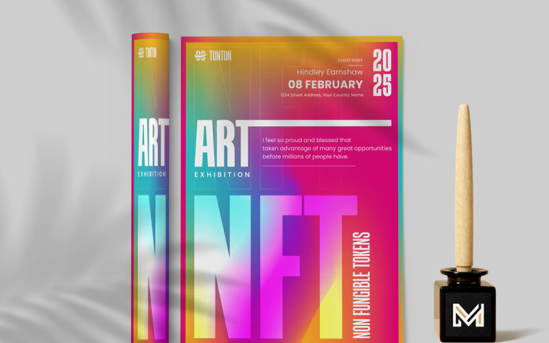 NFT Art Blockchain Event Flyer Template Corporate Identity
