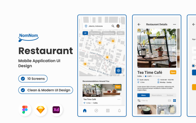 NomNom - Restaurant Mobile App UI Element