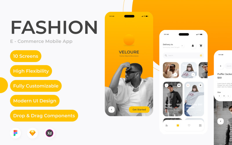 Veloure - Fashion Commerce Mobile App UI Element