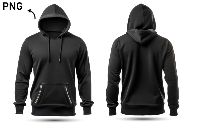 Black tee hoodie hoody sweatshirt. no3 Product Mockup