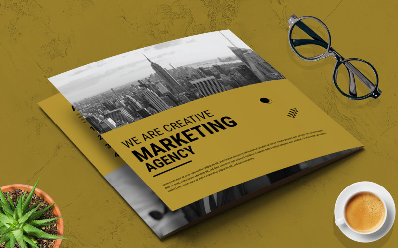 Business Agency Tri-Fold Brochure Square Corporate Identity