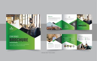 Business conference square trifold brochure template design layout