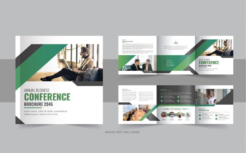 Business conference square trifold brochure Corporate Identity